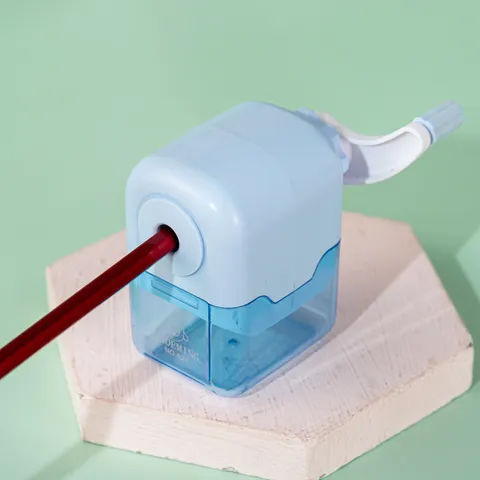 Children Hand Crank Pencil Sharpener Cute Cartoon Manual Pencil Sharpener Transparent Shavings Box Student Stationery