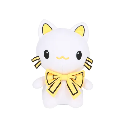 Süße Cartoon Katze Plüschtier Weißes Kätzchen Kuscheltier Puppe Mit Gelber Schleife Sofa Ornament Kissen Weiches Tröstendes Plüschtier Geschenk