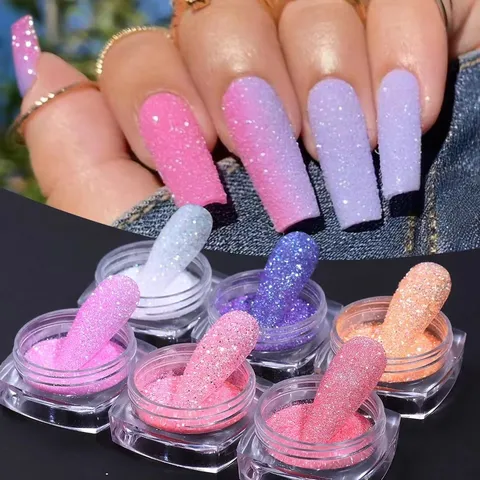 Polvo de Purpurina Colorido Efecto Azúcar Decoración de Uñas Polvo de Pigmento Set de Manicura Profesional Para Mujeres