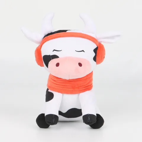 Lindo Juguete de Peluche de Vaca de Dibujos Animados Animal de Peluche Suave Muñeca de Peluche Corto Relleno de Algodón PP Almohada Regalo
