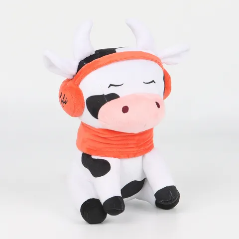 Lindo Juguete de Peluche de Vaca de Dibujos Animados Animal de Peluche Suave Muñeca de Peluche Corto Relleno de Algodón PP Almohada Regalo