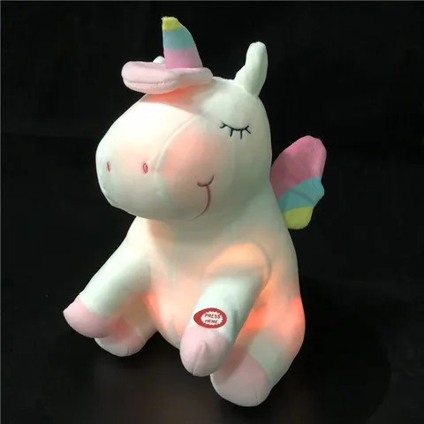 LED Verlicht Eenhoorn Pluche Speelgoed Schattig Regenboog Gevuld Dier