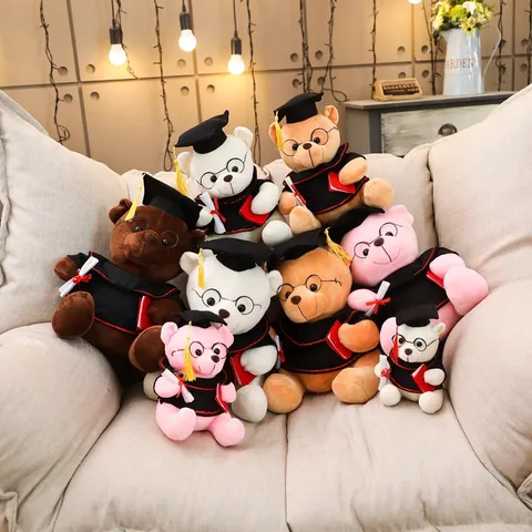Afstuderen Teddybeer Pluche Speelgoed Gevuld Dier met Dokterhoed en Uniform Schattig Zacht Student Afstudeercadeau Souvenir