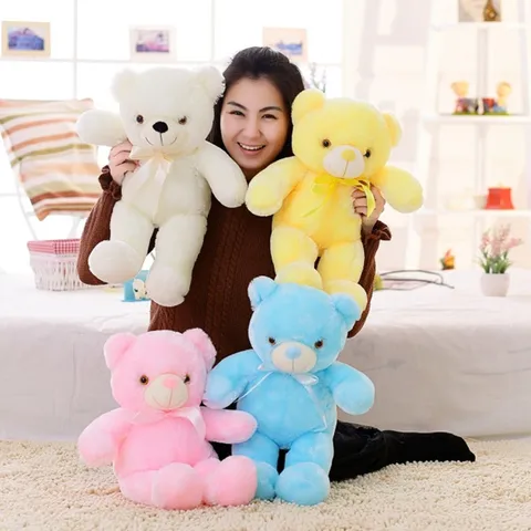LED Oplichtende Teddybeer Pluche Speelgoed Kleurrijk Licht Op Gevuld Dier Zacht Kinderen Cadeau Pop