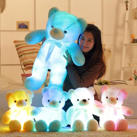 LED Oplichtende Teddybeer Pluche Speelgoed Kleurrijk Licht Op Gevuld Dier Zacht Kinderen Cadeau Pop