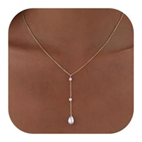 Französische Retro Kupfer Künstliche Perle Strass Anhänger Halskette Für Damen Elegante Schlüsselbeinkette Täglich Party Schmuck Geschenk