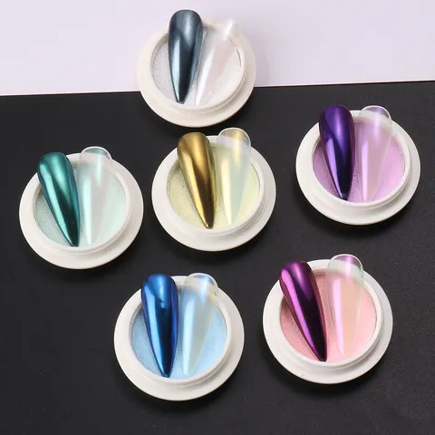 Polvo de Uñas Aurora Sólido Perla Piedra Lunar Purpurina Pigmento Cromo Polvo de Decoración de Arte de Uñas Profesional