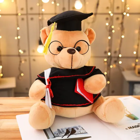 Afstuderen Teddybeer Pluche Speelgoed Gevuld Dier met Dokterhoed en Uniform Schattig Zacht Student Afstudeercadeau Souvenir