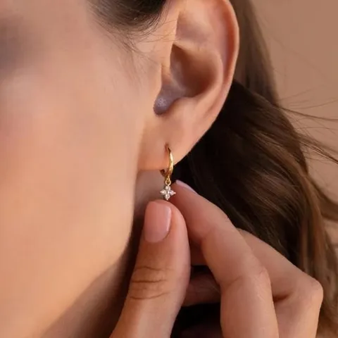 Elegante 14K Vergoldete Blumenhänger Ohrringe Kupfer Strass Eingelegte Creolen Für Damen Luxus Schmuck Geschenk
