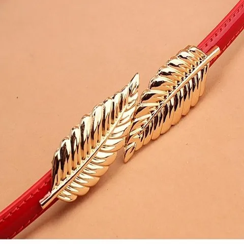 Light Gold Zinc Alloy Leaf Belt Buckle Women Elegant Decorative Waist Band Fashion Metal Hardware Accessory
