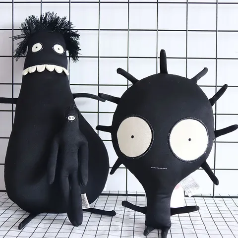 Poupée en Peluche Noire Sombre et Insolite Mignon Jouet Gothique En Peluche Douce Pendentif Figurine d'Animal Cadeau d'Anniversaire