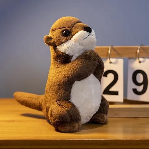 Lifelike Simulation Otter Plush Toy Cute Stuffed Animal Wishing Otter Doll Soft Pillow Birthday Mascot Gift