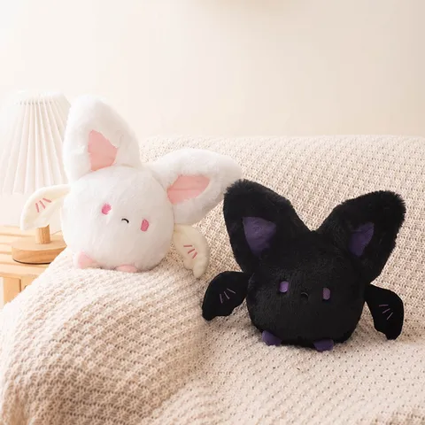 Halloween Round Bat Plush Toy Cute Stuffed Animal Doll Soft Short Plush Home Decor Kids Holiday Gift