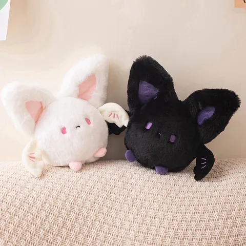 Halloween Round Bat Plush Toy Cute Stuffed Animal Doll Soft Short Plush Home Decor Kids Holiday Gift