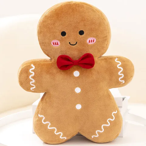 Peluche Bonhomme de Pain d'Épices de Noël Poupée Rembourrée Douce Peluche Courte Cartoon Décoration de Fête Cadeau Pour Enfants Et Adultes