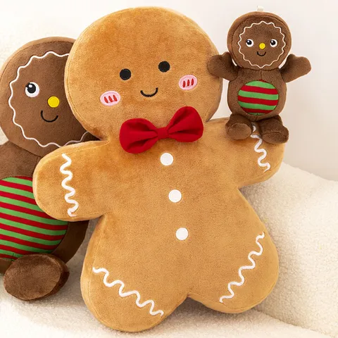 Christmas Gingerbread Man Plush Toy Cute Christmas Tree Stuffed Doll Soft Holiday Party Decoration Gift
