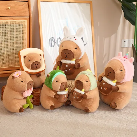 Lindo Capibara Peluche Animal Relleno Transformador Pan Aguacate Dinosaurio Muñeca Almohada Suave Dibujos Animados Juguete Regalo