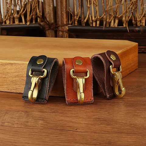 Genuine Leather Belt Key Holder Vintage Heavy Duty Cowhide Key Ring Clip Organizer For Men Women Bag Accessories