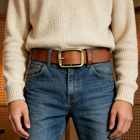 Cintura in Pelle di Vaca Retro con Fibbia ad Ardiglione Unisex Casual Versatile per Uomo Donna