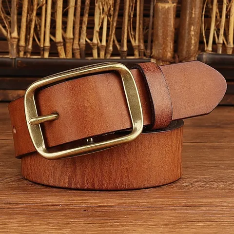 Cintura in Pelle di Vaca Retro con Fibbia ad Ardiglione Unisex Casual Versatile per Uomo Donna