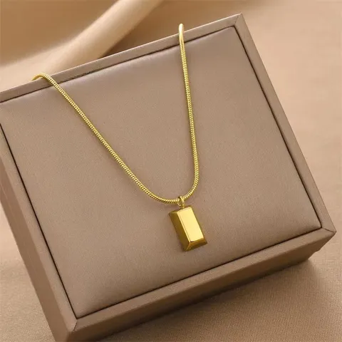 Minimalist Stainless Steel Clavicle Necklace For Women Gold Silver Rose Gold Plated Geometric Tube Clover Pendant Fashion Jewelry