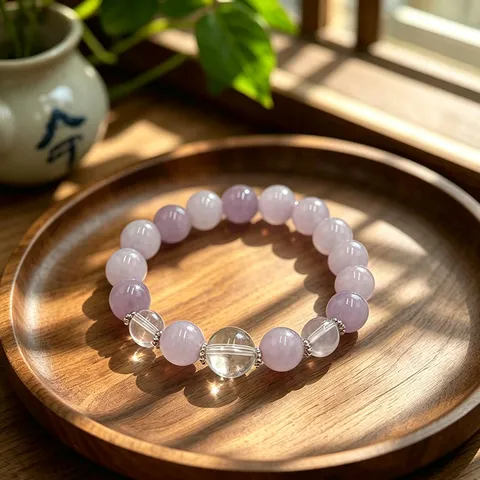 Pulsera de Cuentas de Cristal Natural Mujer Minimalista Hecho a Mano Amatista Piedra de Cristal Joyería de Moda Regalo
