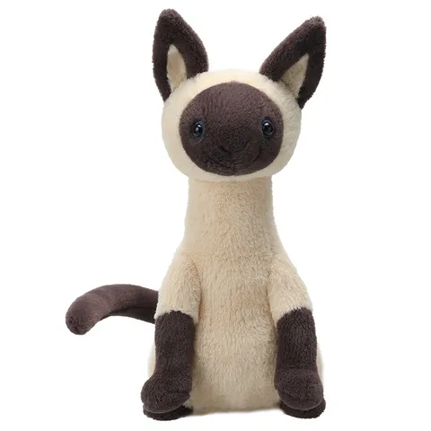 Cartoon Minimalist Siamese Cat Plush Toy Cute Kitty Doll Stuffed Animal Soft Fluffy Companion Pillow Gift