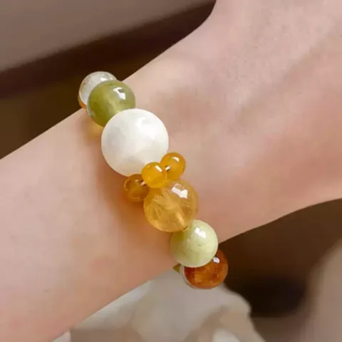 Natürliches Citrin Grüner Fluorit Edelstein Armband Damen Exquisite Handgefertigte Kristallperlen Armband Glück Geschenk