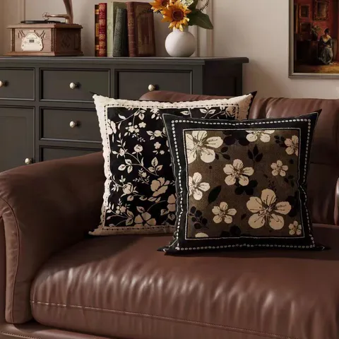 Vintage Retro Style Throw Pillow Cover Decorative Floral Cushion Case For Sofa Living Room Bed Home Decor