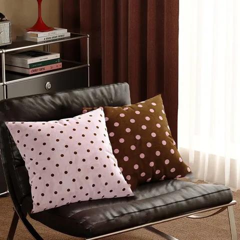 Retro Polka Dot Love Heart Plush Cushion Cover Decorative Throw Pillow Case For Bedroom Office Sofa Home Decor