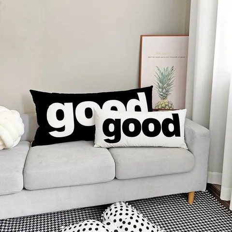 Modern Minimalist Letter Geometric Plush Cushion Cover Digital Printed Soft Sofa Pillow Case Decorative Home Bedding