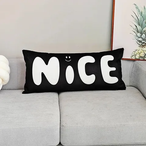 Modern Minimalist Letter Geometric Plush Cushion Cover Digital Printed Soft Sofa Pillow Case Decorative Home Bedding