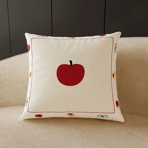 Cartoon Apfel Hund Zierkissen Weiches Kurzes Plüsch Kissen Mit PP-Baumwolle Kern Wohnzimmer Sofa Bettseite Heimdekoration