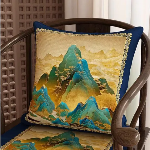Nuovo Stile Cinese Pittura Paesaggistica Fodera Per Cuscino Quadrata Decorativa Per Soggiorno Divano Decorazioni per la Casa