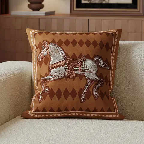 Fodera per Cuscino Decorativo con Stampa Equestre Vintage Lusso Stile Medioevale Cuscino da Divano Federa Quadrata