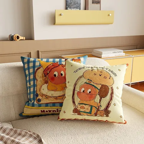 Cartoon Star Pattern Throw Pillow Cute Plush Cushion Cover Removable Inner Pillow Home Sofa Decor Living Room