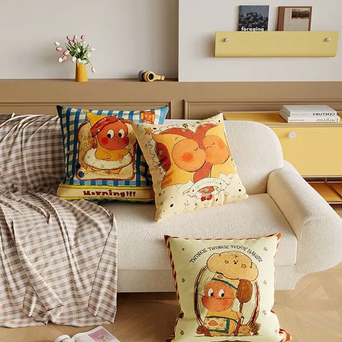 Cartoon Star Pattern Throw Pillow Cute Plush Cushion Cover Removable Inner Pillow Home Sofa Decor Living Room