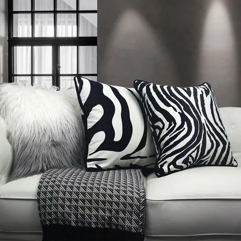 Nordic Style Black And White Zebra Stripe Throw Pillow Cover Modern Geometric Cushion Case For Living Room Sofa Bed