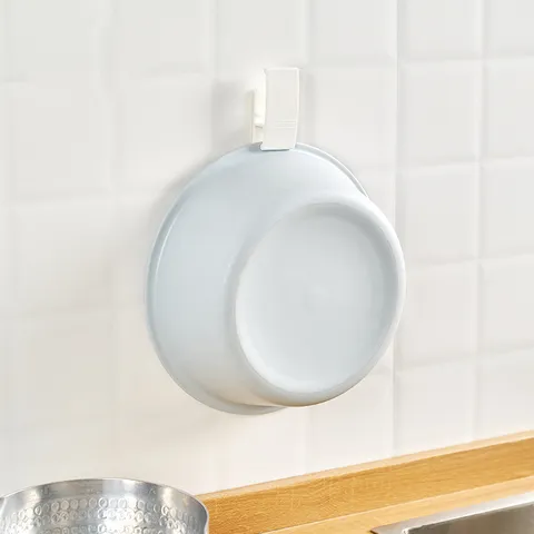 Modern Minimalist White Adhesive Bathroom Washbasin Hook Punch-Free Wall-Mounted Multi-Use Storage Holder Rack For Home Organization