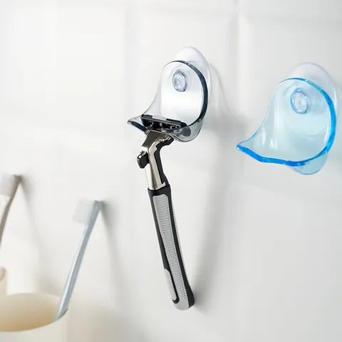 Suction Cup Razor Holder Wall Mounted Manual Shaver Rack Bathroom Storage Organizer Plastic Shaver Stand Hook