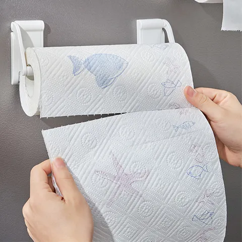 Magnetic Paper Towel Holder For Fridge Kitchen Roll Rack Wall Mounted Plastic Tissue Organizer No Drilling Storage Shelf