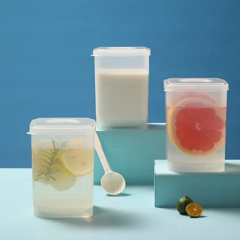 Récipient de Fermentation de Yaourt de Style Japonais Boîte de Conservation Alimentaire Carrée en Plastique PP Avec Couvercle et Cuillère Organisateur de Réfrigérateur