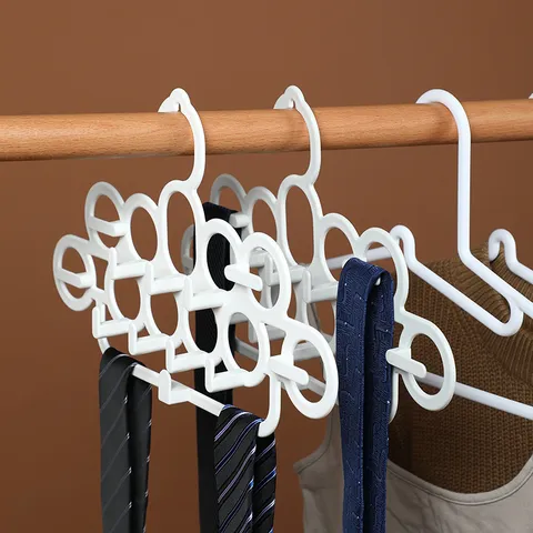 Japans Minimalistisch Plastic Multifunctioneel Krawattenrek Riemhouder Sjaal Opslag Organizer Kledingkast Hangend Rek Met Meerdere Gaten Ruimtebesparend