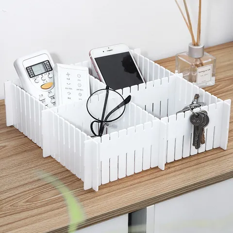 DIY Verstellbare Schubladentrenner Kunststoff Aufbewahrung Gitter Für Kleiderschrank Küche Büro Weiß Erweiterbare Trennwand