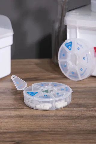 7-Day Round Pill Organizer Weekly Pill Case Portable 7 Compartments For Medicine Travel Vitamin Storage PP Box 3 Pack