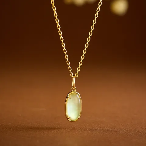 925 Sterling Silver Double Sided Pendant Necklace Natural Pink Quartz Prehnite Oval Geometric Grape Leaf Jewelry For Women Gift
