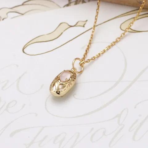 925 Sterling Silver Double Sided Pendant Necklace Natural Pink Quartz Prehnite Oval Geometric Grape Leaf Jewelry For Women Gift