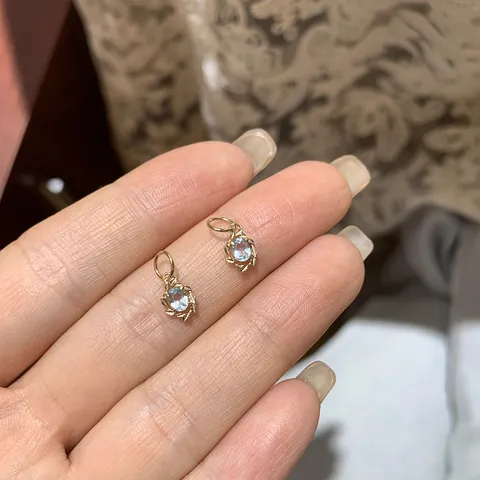 Ciondolo Acquamarina Naturale In Argento Sterling 925 Placcato Oro Design Ramoscello D'ulivo Gioiello Elegante E Versatile Regalo Donna Senza Catena