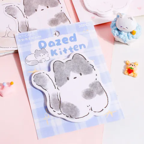 Cute Cat Sticky Notes Memo Pads Cartoon Animal Self-Stick Notes For Students Office School