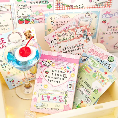 Creative Cute Cartoon Postcard Set Retro Log Style Message Card Stationery Paper For Daily Notes And Journal Decoration